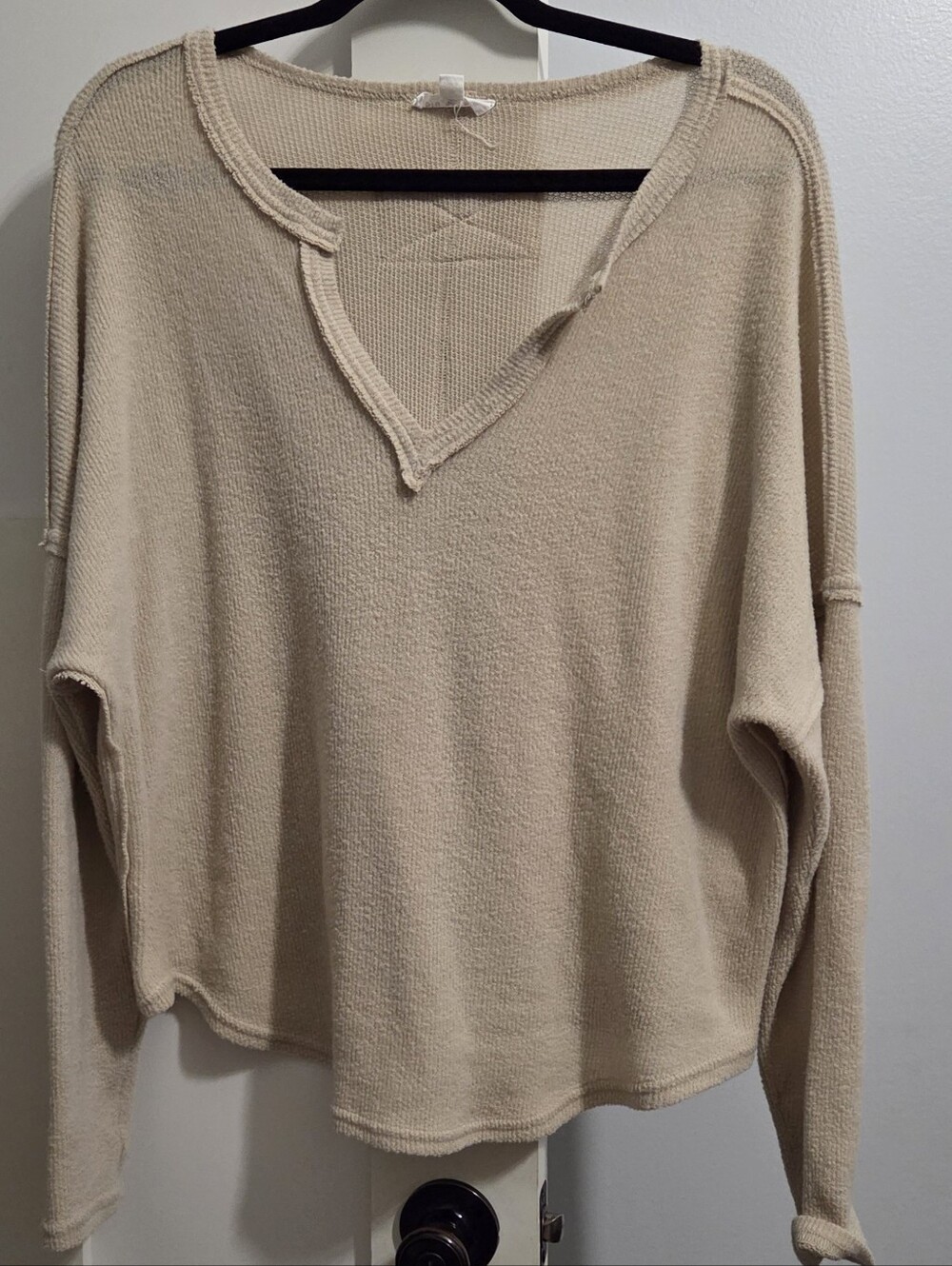 Blu Pepper Neutral Beige Soft Ribbed Top